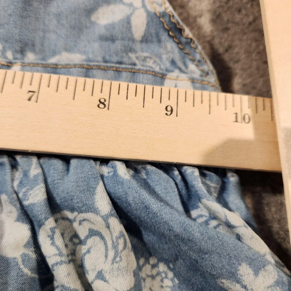 Vintage Y2K OshKosh B'gosh Denim Overall Dress Toddler Girls 18M Floral Jumper
